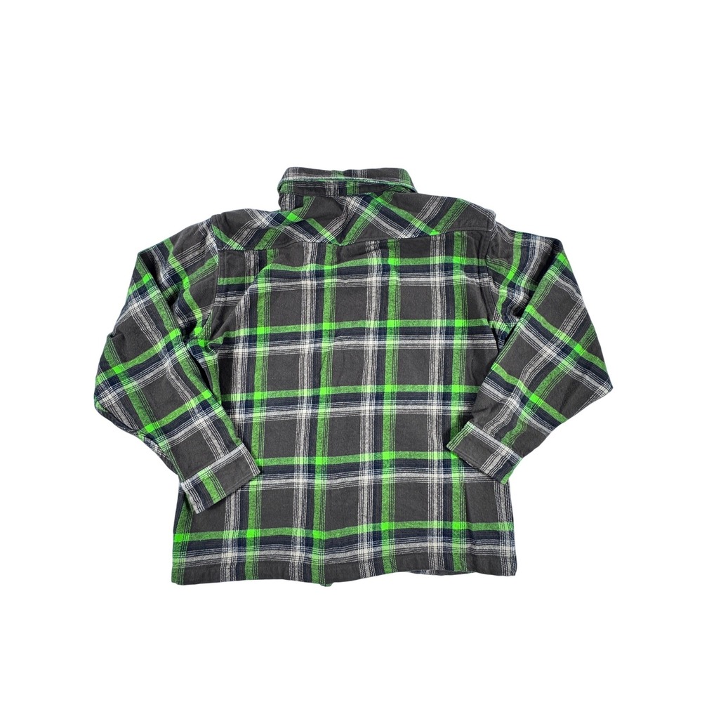 HUF Plaid Flannel Shirt / Jacket Men's XL Long Sleeve Green Black Button Up - Picture 7 of 7